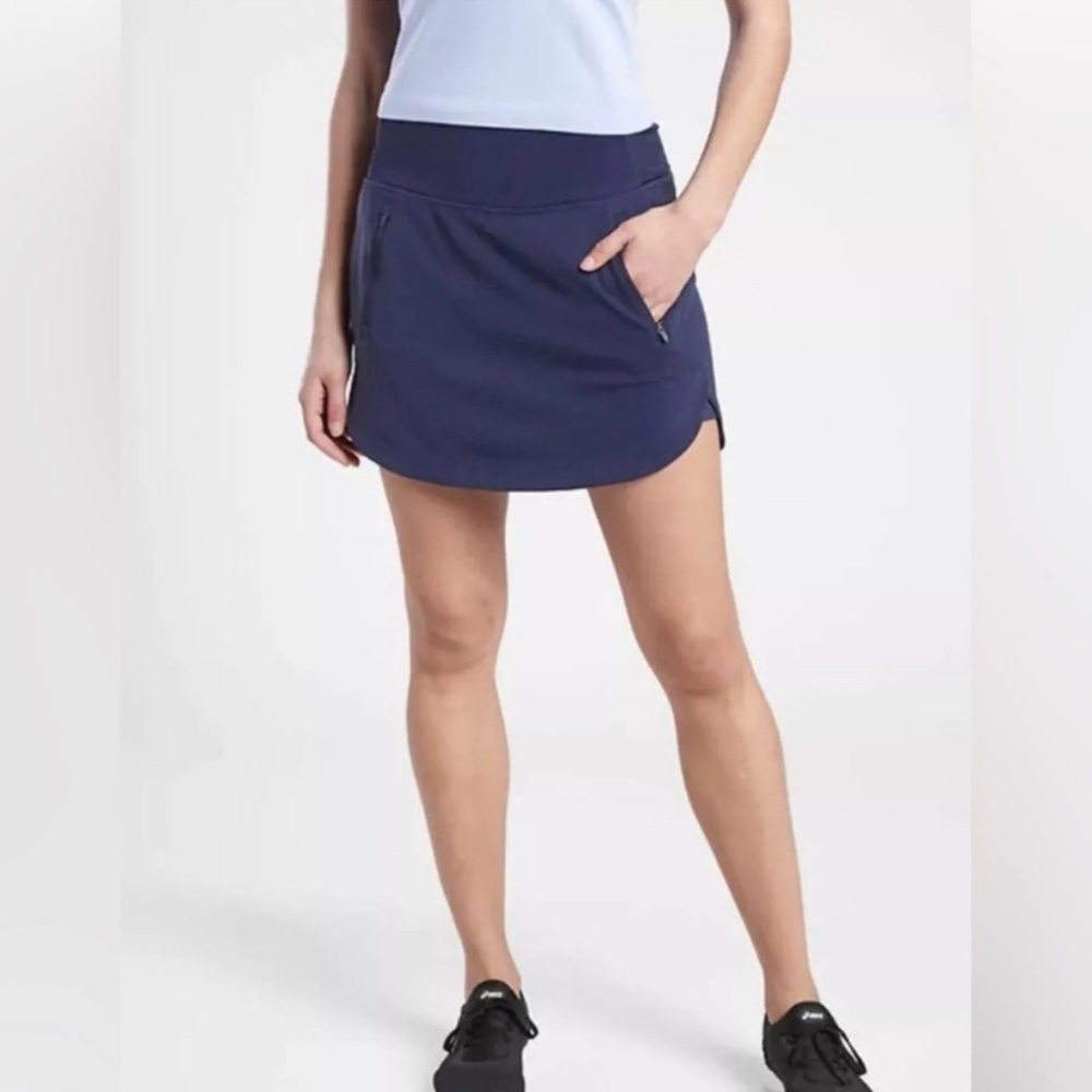 Athleta Fairway Golf Skort 16" Navy Blue Women's Athleisure Tennis Golf Size Med